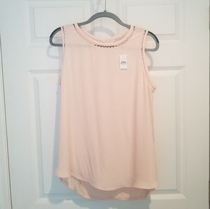 Blush Pink Sleeveless Mixed Media Top from LOFT